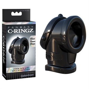 Picture of C-RINGZ COCK PIPE WITH BALL-STRETCHER BLACK